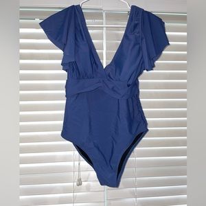 SHEIN size medium blue one piece swimsuit.